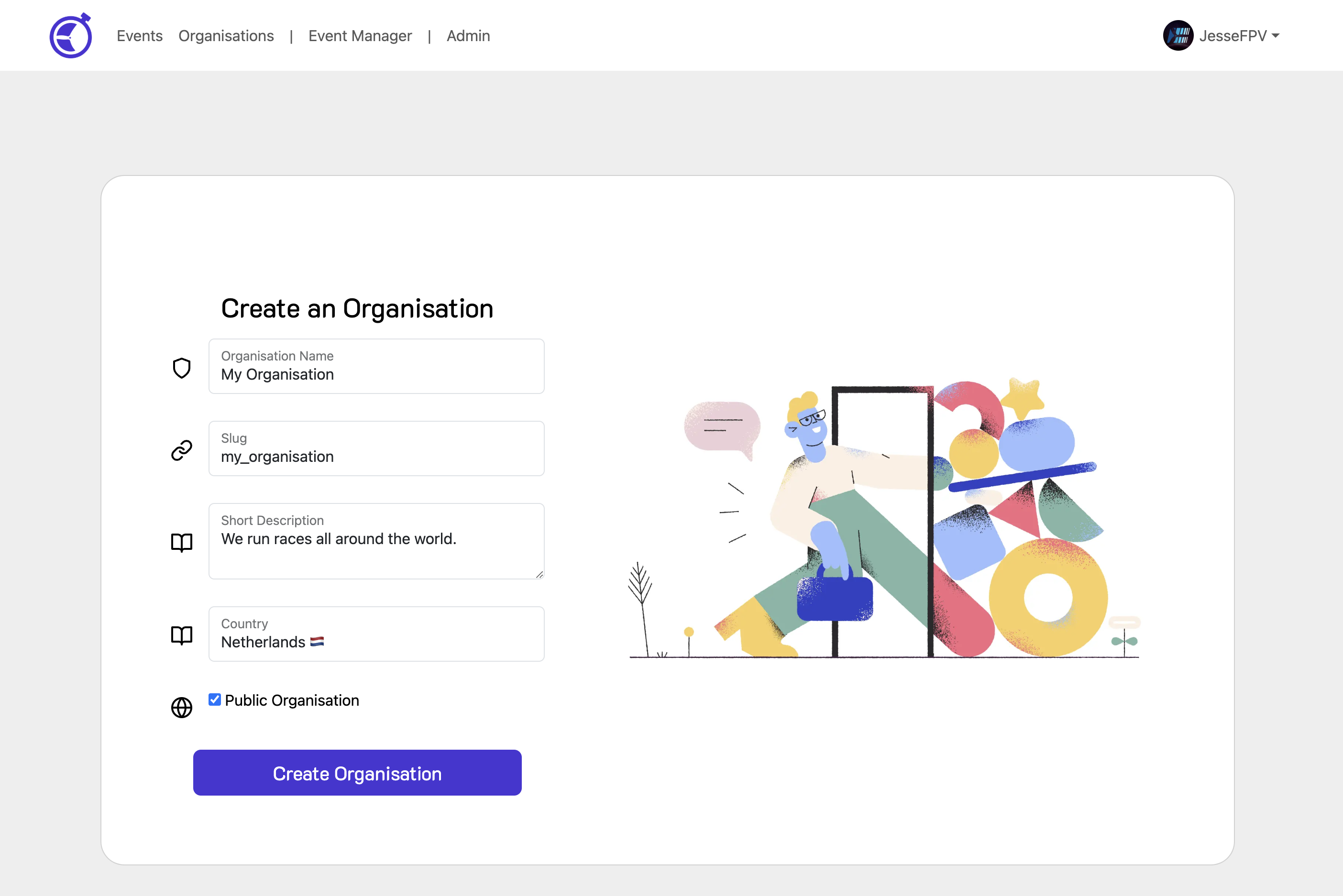 FPVScores Organisation Registration Form